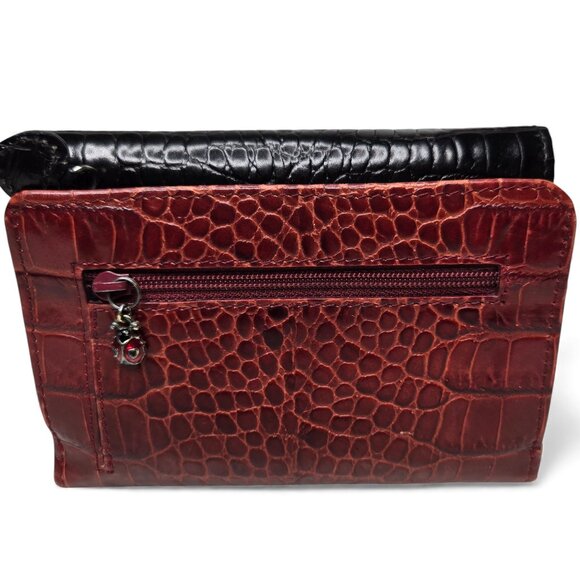 Brighton Ladybug Croc Embossed Leather Two Tone Bifold Wallet - Picture 5 of 9